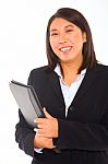 Asian Businesswoman With Documents Stock Photo