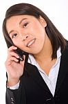 Asian Businesswoman With Mobile Stock Photo