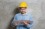 Asian Construction Technician Stock Photo