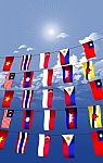 Asian Flags Stock Photo