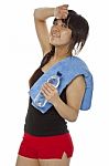 Asian Lady Holding Water Bottle Stock Photo