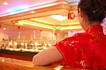 Asian Restaurant Server Stock Photo