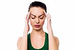 Asian Woman Having Headache Stock Photo