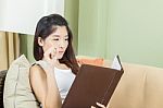 Asian Young Business Woman Working Stock Photo