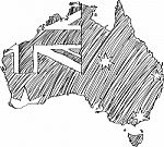 Australia Flag Map Sketched Stock Photo