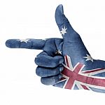Australia Flag On Shooting Hand Stock Photo
