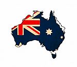 Australia Map On Australia Flag Drawing ,grunge And Retro Flag S Stock Photo