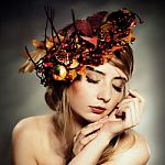 Autumn Lady Stock Photo