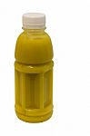 Avocado Juice In Plastic Bottle Isolated On White Background Wit Stock Photo