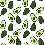 Avocado Seamless Pattern By Hand Drawing On White Backgrounds Stock Photo