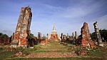 Ayutthaya Historical Park Of Wat Prasrisanphet Stock Photo