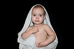 Baby With Towel Stock Photo