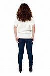 Back View Of A Long Haired Woman Over White Stock Photo