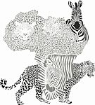 Background With A Map Of Africa With A Leopard And Zebra Motif Stock Photo