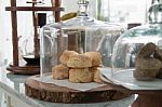 Bakery Displayed In Glass Bell Stock Photo