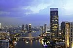 Bangkok City At Twilight Stock Photo