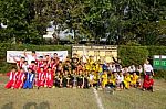 Bangkok, Thailand - Nov 2016: In The Nov 23, 2016. Youth Soccer Match, In Pieamsuwan Elementary School Stock Photo