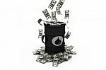Barrel Of Oil With Dollars Stock Photo
