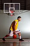 Basketball Player Play Bell Stock Photo