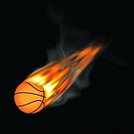 Basketball With Fire Stock Photo