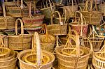 Basketry. A Wicker Basket With A Natural Material Stock Photo