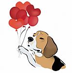 Beagle Dog With Balloons Stock Photo