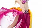 Beautiful Belly Dancer In Motion Stock Photo