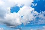 Beautiful Blue Sky With Clouds. Nature Background. Outdoors Stock Photo