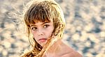 Beautiful Eight Year Old Girl  On The Beach Stock Photo