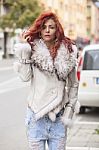 Beautiful Fashion Woman In Fur Coat Stock Photo