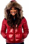 Beautiful Girl Wearing Winter Jacket Stock Photo