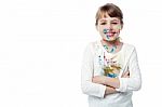 Beautiful Little Girl With Paint Of Face Stock Photo