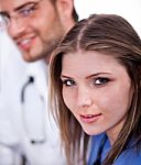 Beautiful Nurse Looking At You Stock Photo