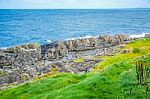 Beautiful Rocky Seashore At Peel Hill In Isle Of Man Stock Photo