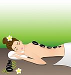 Beautiful Woman Lying A Therapy With Hot Stones In Spa Stock Photo