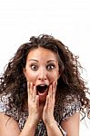 Beautiful Woman With Surprise Face Stock Photo