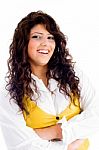 Beautiful Young Woman Posing With Curly Hairs Stock Photo
