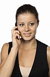 Beauty Woman And Mobile Phone Stock Photo