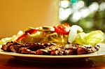 Beef Fajitas With Salad Stock Photo