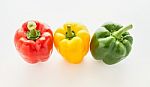 Bell Pepper Is A Group Of Many Colors On A White Background Stock Photo