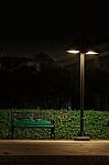 Bench Under A Lamp Stock Photo