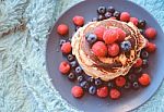 Berry Breakfast Pancakes/crapes Stock Photo