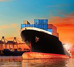 Bic Commercial Ship In Import,export Pier Use For Vessel Transpo Stock Photo