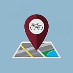 Bicycle Map Pin Stock Photo