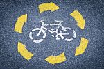 Bicycle Sign On The Road Stock Photo