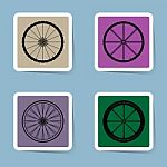 Bicycle Wheel Icon Set Stock Photo