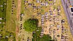 Birds Eye Cemetery Stock Photo