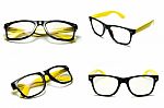 Black And Yellow Glasses Stock Photo