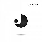 Black Circle Sign And Creative J-letter Icon Abstract Logo Stock Photo