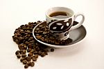 Black Coffee And Beans Stock Photo